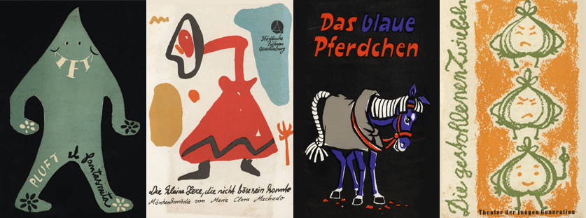 Cartazes de peças de Maria Clara em espanhol e alemão